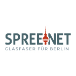 Logo: Spreenet Glasfaser für Berlin graue Schrift auf weißem Hintergrund