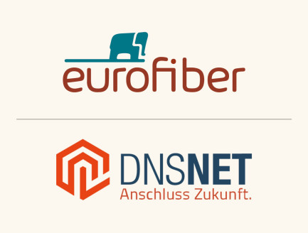 Logo Eurofiber über Logo DNSNET